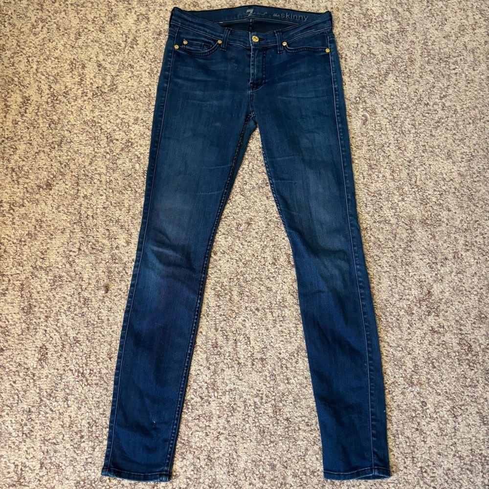 7 For All Mankind Dark Blue Skinny Jeans